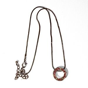 4/$15 🌻 Pink & Silver Sparkling Circle Pendant Necklace